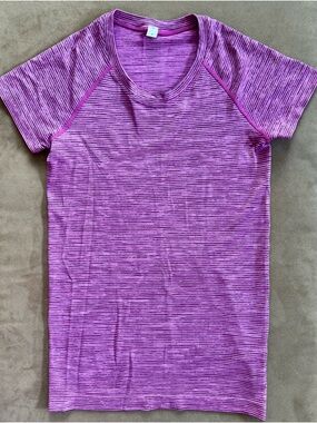 Lululemon Fuchsia Striped Swifty Tee